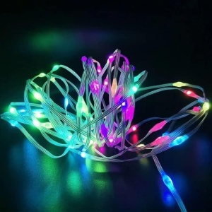Instalatie luminoasa LED RGB cu Telecomanda, Bluetooth, App Tuya, Music, USB, IP65, 100 LED-uri, 10m, Multicolor - Img 1