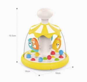 Jucarie Interactiva pentru Bebelusi, Carusel Rotativ cu Animale, 6 luni+, Plastic, Roz/Galben - Img 7