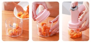 Mini blender electric, portabil, reincarcabil 3 in 1, cu 4 accesorii, roz - Img 4
