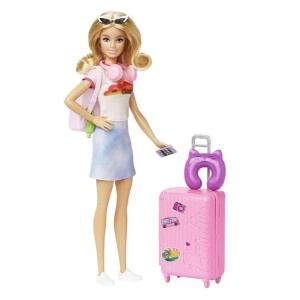 Papusa Barbie gata de calatorie cu 10 accesorii incluse, varsta 3+ ani, 21.5x5.5x32.5cm, roz - Img 3