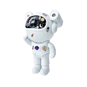 Proiector bluetooth LED RGB in forma de astronaut cu sunete si lumini, telecomanda, stickere autoadezive, alb - Img 8