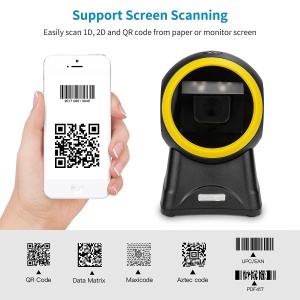 Scaner de coduri de bare cu cablu USB, 1D 2D QR, Omnidirectional, negru-galben - Img 3