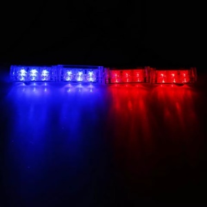 Set 4 lumini LED de avertizare rosu-albastru pentru grila, functii stroboscop, 36W, 12V - Img 4