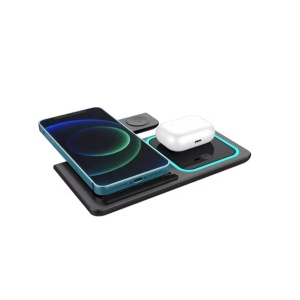 Statie de incarcare rapida 3 in 1 fara fir, magnetic, pliabil, 15W pentru telefon, ceas, casti - Img 4