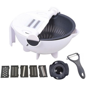 Strecuratoare si feliator de legume sau fructe manual cu castron inclus, accesorii diverse - Img 2