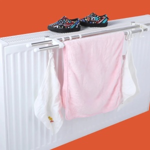 Suport dublu pentru uscare rufe cu prindere pe calorifer, Lungime 50cm - Img 1