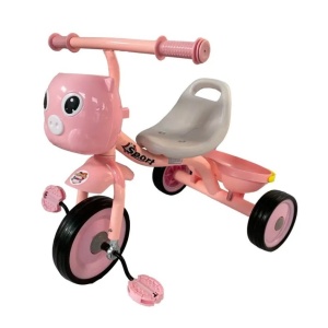 Tricicleta pentru copii 2 ani+, roata fata 8 inci si spate 6 inci, sa cu spatar si cos, plastic si metal, 76x56x33 cm, roz/albastru - Img 2