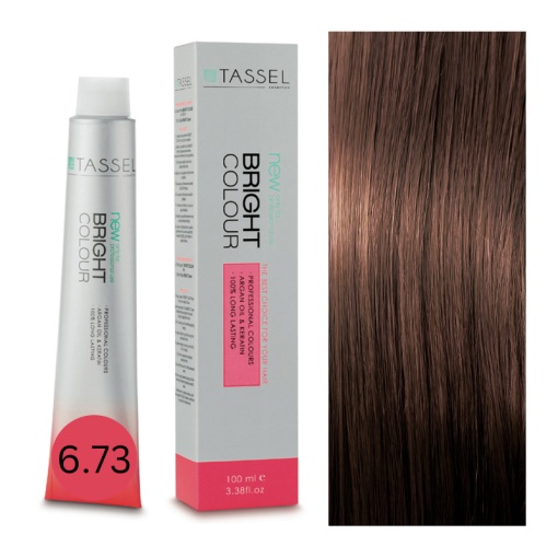 Vopsea de par cu keratina, ulei de argan si amoniac Bright Color nr 6.73, Maro Alun - 100 ml