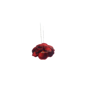 Ac pentru par, din metal, floare rosie deschis cu pietricele (strasuri), accesoriu pentru coc - 1 buc - Img 3