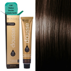Vopsea de par cu 12 uleiuri hranitoare si putin amoniac Dousse Tassel nr 5.85, Mahon Deschis Castaniu Inchis 100 ml