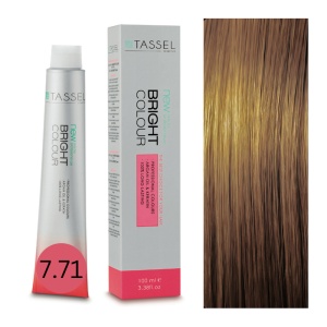 Vopsea de par cu keratina, ulei de argan si amonaic Bright Color nr 7.71, Blond Mediu Maro Rece - 100 ml