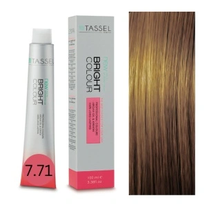 Vopsea de par cu keratina, ulei de argan si amonaic Bright Color nr 7.71, Blond Mediu Maro Rece - 100 ml