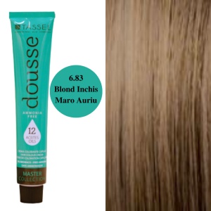 Vopsea fara amoniac cu 12 uleiuri hranitoare pentru par Dousse Tassel nr 6.83, Blond Inchis Maro Auriu - 100 mp