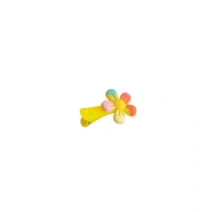 Clama pentru par GALBENA, cu floricica, tip clips - 1 buc