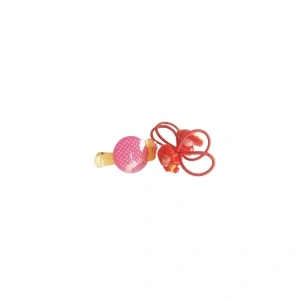 Set clama de par cu bombonica, plus doua elastice rosii cu printese, pentru prins parul - 1 set - Img 2