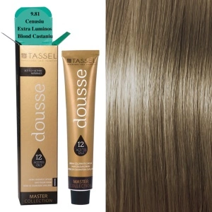 Vopsea de par cu 12 uleiuri hranitoare si putin amoniac Dousse Tassel nr 9.81, Cenusiu Extra Luminos Blond Castaniu 100 ml