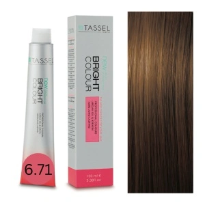 Vopsea de par cu keratina, ulei de argan si amoniac Bright Color nr 6.71, Blond Inchis Maro Rece - 100 ml