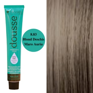 Vopsea fara amoniac cu 12 uleiuri hranitoare pentru par Dousse Tassel nr 8.83, Blond Deschis Maro Auriu - 100 ml