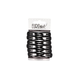 Clame pentru par, din metal Eurostil, NEGRE - set 12 buc