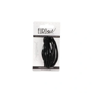 Elastice pentru par Eurostil, subtire si negre - set de 15 buc