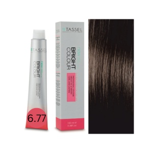 Vopsea de par cu keratina, ulei de argan si amoniac Bright Color nr 6.77, Blond Inchis Maro Mediu- 100 ml