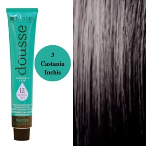 Vopsea fara amoniac cu 12 uleiuri hranitoare pentru par Dousse Tassel nr 3, Castaniu Inchis - 100 ml
