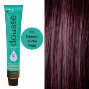 Vopsea fara amoniac cu 12 uleiuri hranitoare pentru par Dousse Tassel nr 5.6, Castaniu Deschis Violet - 100 ml