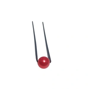 Ac pentru coc, din metal, cu perla rosie - set de 10 buc - Img 2