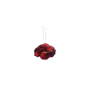 Ac pentru par, din metal, floare rosie deschis cu pietricele (strasuri), accesoriu pentru coc - 1 buc - Img 4