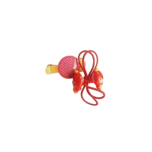 Set clama de par cu bombonica, plus doua elastice rosii cu printese, pentru prins parul - 1 set - Img 1