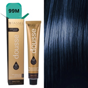 Vopsea de par cu 12 uleiuri hranitoare si putin amoniac Dousse Tassel nr 99M, Albastru Metalic 100 ml