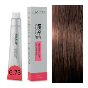 Vopsea de par cu keratina, ulei de argan si amoniac Bright Color nr 6.73, Maro Alun - 100 ml
