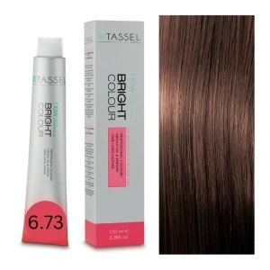 Vopsea de par cu keratina, ulei de argan si amoniac Bright Color nr 6.73, Maro Alun - 100 ml