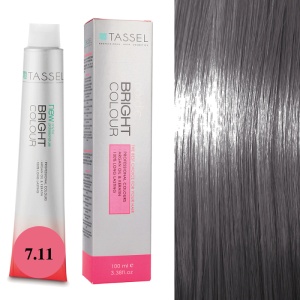 Vopsea de par cu keratina, ulei de argan si amoniac Bright Color nr 7.11, Blond Mediu Cenusiu Intens - 100 ml