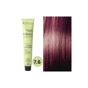 Vopsea de par fara amoniac Fresh Color Tassel nr 7.6, Blond Mediu Rosu Violet - 100ml