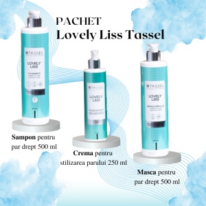 Pachet sampon, masca si crema pentru indreptarea parului Lovely Liss Tassel