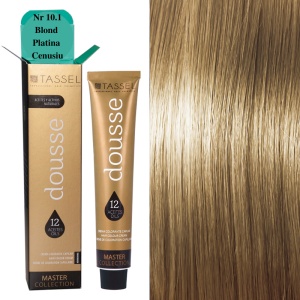 Vopsea de par cu 12 uleiuri hranitoare si putin amoniac Dousse Tassel nr 10.1, Blond Platina Cenusiu 100 ml