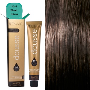 Vopsea de par cu 12 uleiuri hranitoare si putin amoniac Dousse Tassel nr 6, Blond Inchis 100 ml