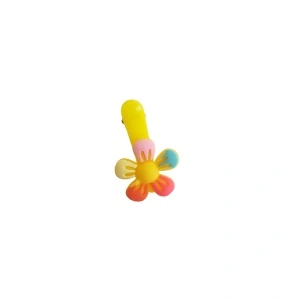 Clama pentru par GALBENA, cu floricica, tip clips - 1 buc - Img 3