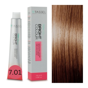 Vopsea de par cu keratina, ulei de argan si amoniac Bright Color 7.01, Blond Rece Mediu - 100 ml