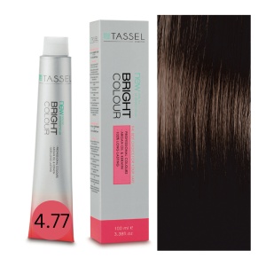 Vopsea de par cu keratina, ulei de argan si amoniac Bright Color nr 4.77, Castaniu Mediu Ciocolatiu - 100 ml