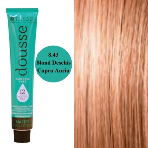Vopsea fara amoniac cu 12 uleiuri hranitoare pentru par Dousse Tassel nr 8.43, Blond Deschis Cupru Auriu - 100 ml