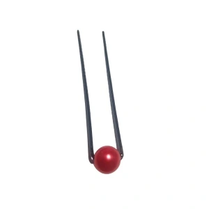 Ac pentru coc, din metal, cu perla rosie - set de 10 buc