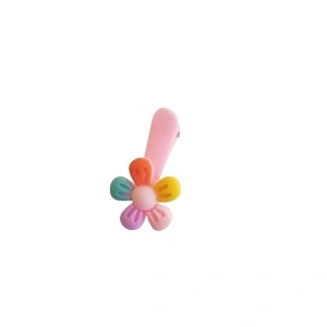 Clama pentru par ROZ, cu floricica, tip clips - 1 buc - Img 3