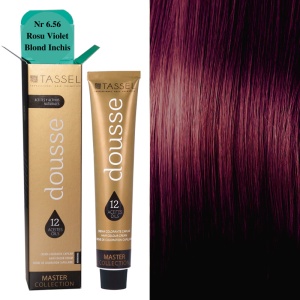 Vopsea de par cu 12 uleiuri hranitoare si putin amoniac Dousse Tassel nr 6.56, Rosu Violet Blond Inchis 100 ml