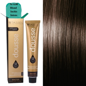 Vopsea de par cu 12 uleiuri hranitoare si putin amoniac Dousse Tassel nr 6.00, Blond Inchis Intens 100 ml