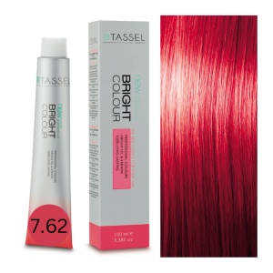 Vopsea de par cu keratina, ulei de argan si amoniac Bright Color nr 7.62, Rosu Mediu Cires - 100 ml