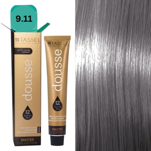 Vopsea de par cu 12 uleiuri hranitoare si putin amoniac Dousse Tassel nr 9.11, Blond Extra Luminos Cenusiu Intens 100 ml