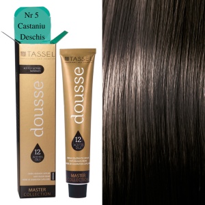 Vopsea de par cu 12 uleiuri hranitoare si putin amoniac Dousse Tassel nr 5, Castaniu Deschis 100 ml