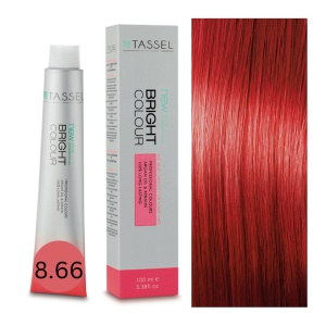 Vopsea de par cu keratina, ulei de argan si amoniac Bright Color nr 8.66, Rosu Intens Blond Deschis - 100 ml